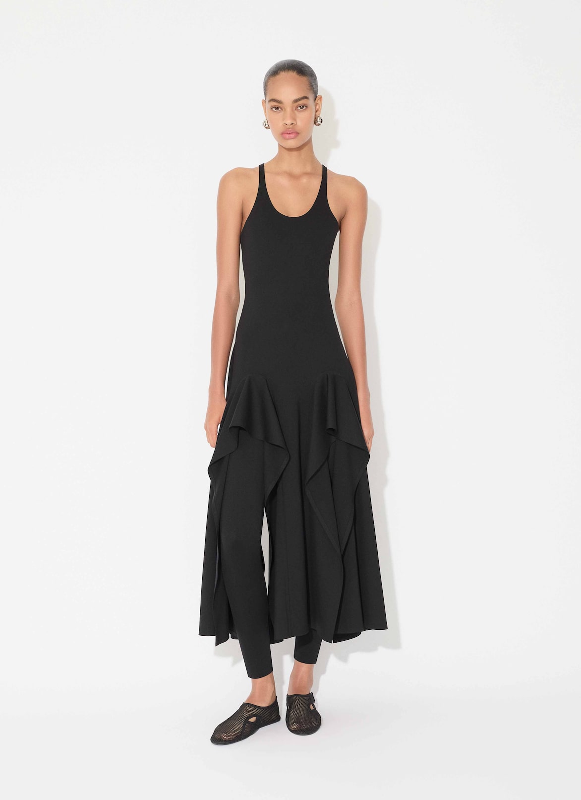 COMPACT JERSEY TECHNICAL DRESS ALAÏA BLACK COMPACT JERSEY TECHNICAL DRESS